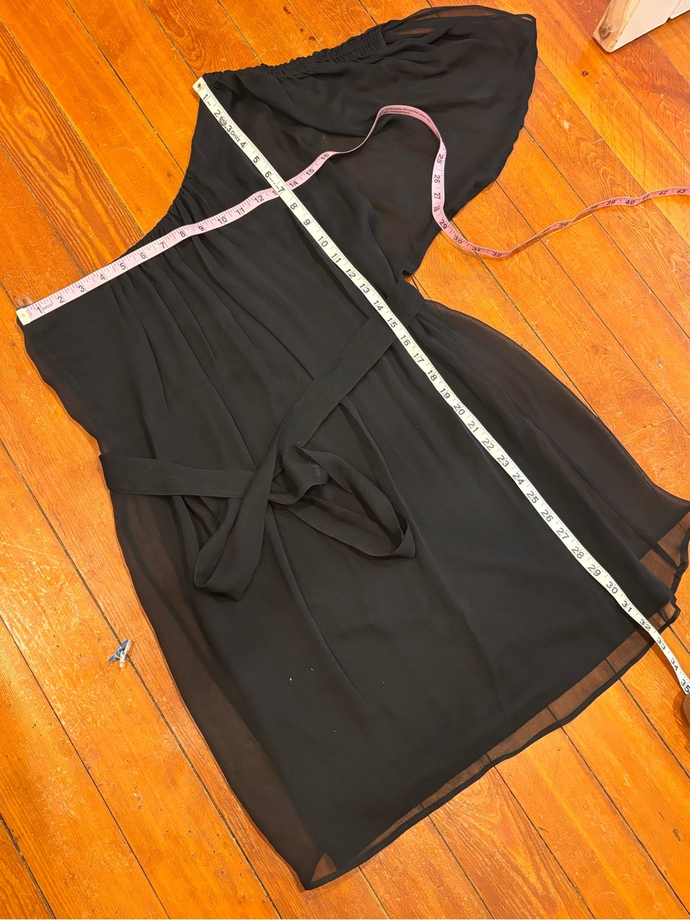 Abi Ferrin Black One Shoulder Silk Chiffon Dress Sz S Cocktail Party Mini Dress - Picture 6 of 8